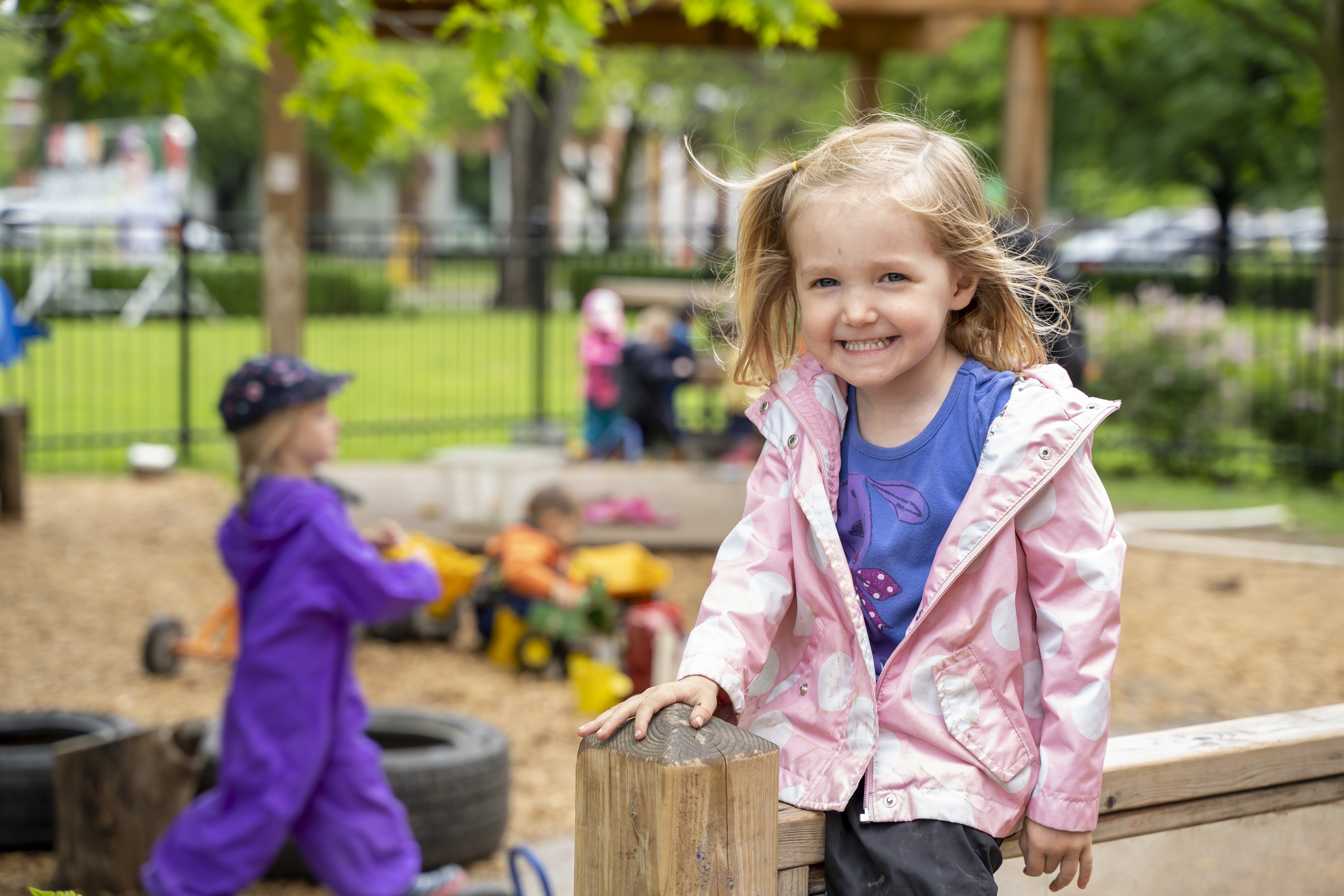 Girl playing outside