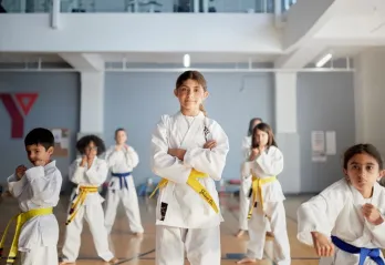 Kids doing Karate at the YMCA