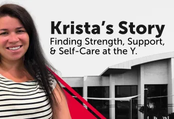 Krista in front of the Sarnia YMCA