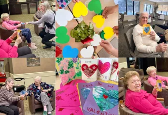 Seniors receiving valentines