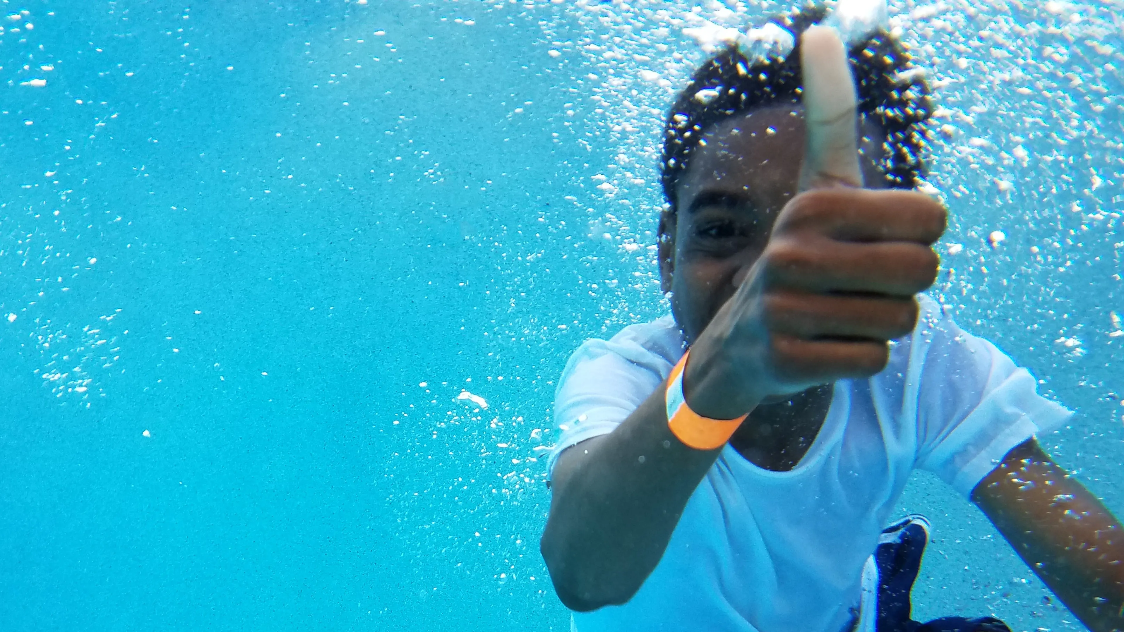 Boy Underwater Swimming