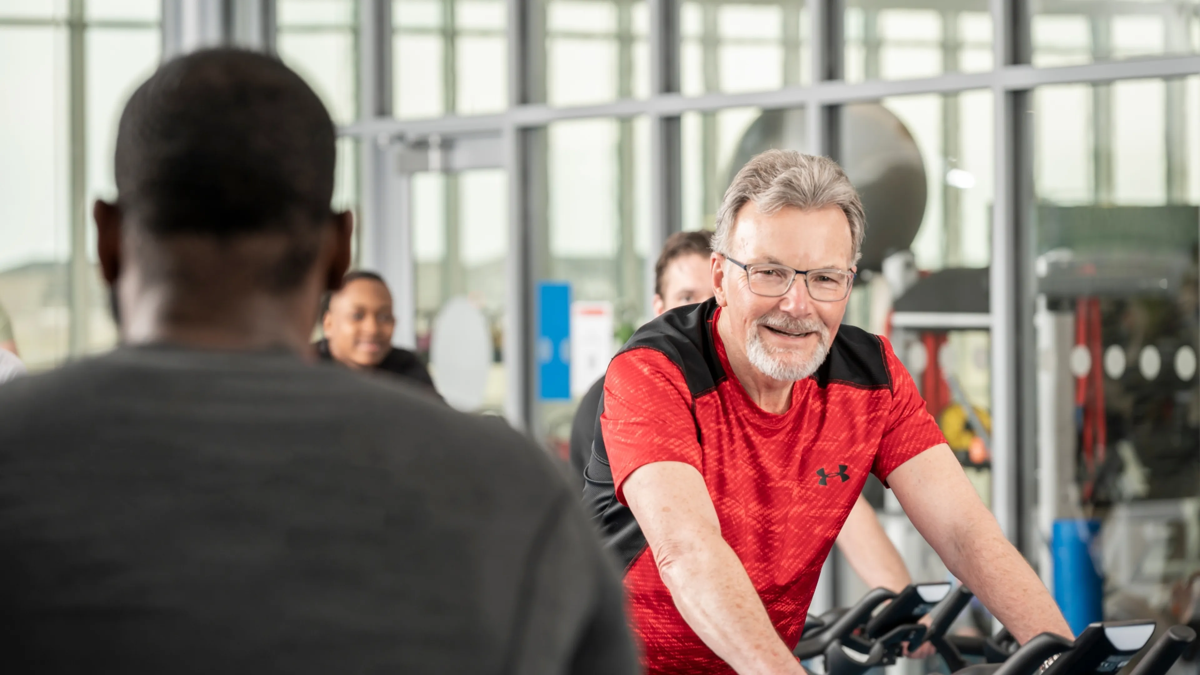Man on bike at YMCA