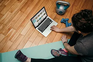 Woman getting ready to exercise at home