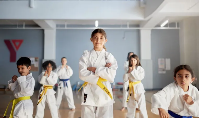 Kids doing Karate at the YMCA