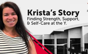 Krista in front of the Sarnia YMCA