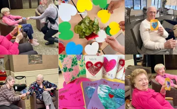 Seniors receiving valentines